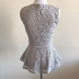BCBGMaxAzria Tops - BCBG illusion lace peplum top XS BCBGMaxAzria Tops - BCBG illusion lace peplum top XS